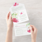 Rood groen eucalyptus gumnut waterverf bruiloft all in one uitnodiging (Afscheurbaar)