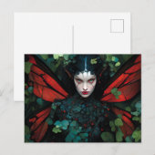 Rood Groen Fairy Fantasy Kunst Briefkaart (Voorkant / Achterkant)