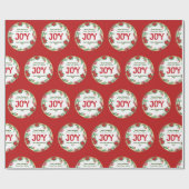 Rood Groen Familienaam Krans Joy Vintage Kerstmis Cadeaupapier (Vlak)