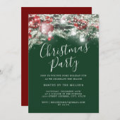 Rood Groen Feestelijk Bladerlicht Kerstfeest Kaart (Voorkant / Achterkant)
