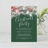 Rood Groen Festief Loof Licht Kerstfeest Party Kaart (Staand voorkant)