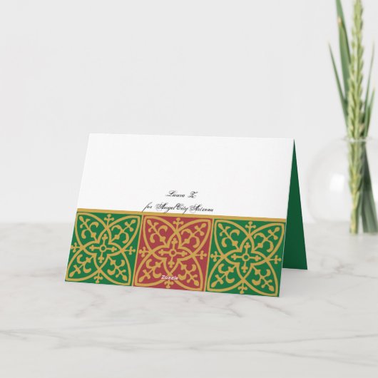 Rood Groen Fleur de Lis Vakantiekaarten Feestdagen Kaart (Achterkant)