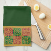 Rood Groen Fleur-de-Lis Vakantiepatroon Handdoek (Quarter Fold)