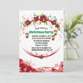 Rood groen floraal patroon kerstmis kaart (Staand voorkant)