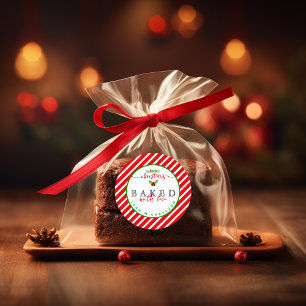 Rood Groen Gebakken met Liefde Kerstmis Ronde Sticker