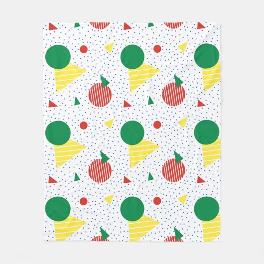 Rood Groen Geel Blauw Cirkel Driehoek Dot Patroon Fleece Deken (Voorkant)