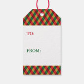 Rood Groen Geel Feestelijk Argyle Patroon Hondenbo Cadeaulabel (Achterkant)