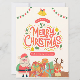 Rood Groen Geel Modern Leuk Vrolijk Kerstfeest Feestdagenkaart