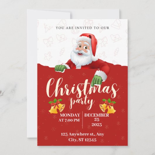 Rood Groen Geel Moderne Uitnodiging van het Kerstm (Voorkant)