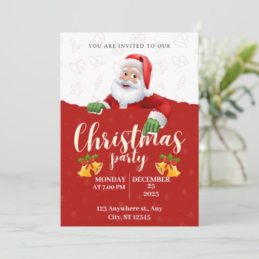 Rood Groen Geel Moderne Uitnodiging van het Kerstm (Staand voorkant)