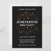 Rood Groen Geel Vuurwerk Juneteenth BBQ Feestje Kaart (Voorkant)