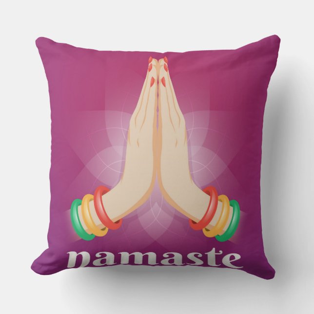 Rood Groen Geel Wijn Namaste Kussen (Voorkant)