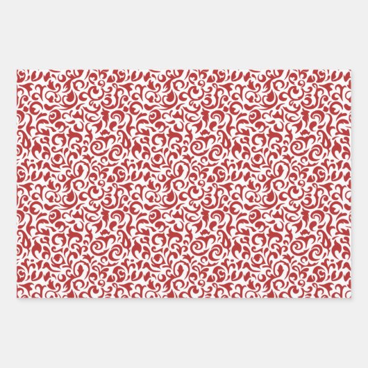 Rood groen gekleurde damast polkadots op knapperig inpakpapier vel (Voorkant)