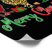 Rood Groen Geplaagd Luipaardkippen Santa Elf Pet C Poster (Hoek)