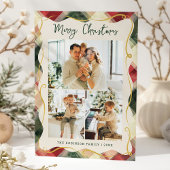 Rood Groen Geplaagd Patroon Vrolijk Kerstfeest 3 F Feestdagenkaart