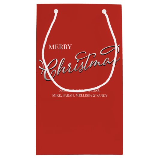 Rood Groen Geplaagd Vrolijk Kerstmis Custom Klein Cadeauzakje (Achterkant)