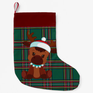 Rood/groen geplakt "rendierchrstimas Stocking Kleine Kerstsok