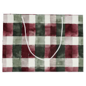 Rood Groen Geplakt Stripes Rustiek Kerstmis Groot Cadeauzakje (Achterkant)