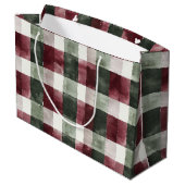 Rood Groen Geplakt Stripes Rustiek Kerstmis Groot Cadeauzakje (Achterkant Gekanteld)