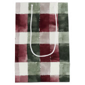 Rood Groen Geplakt Stripes Rustiek Kerstmis Medium Cadeauzakje (Achterkant)