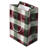Rood Groen Geplakt Stripes Rustiek Kerstmis Medium Cadeauzakje (Achterkant Gekanteld)