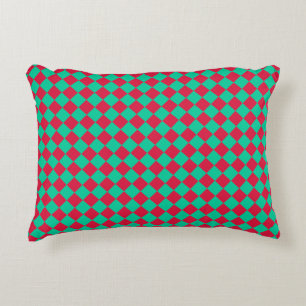 Rood Groen Geruit Diamant Patroon Accent Kussen