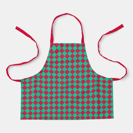 Rood Groen Geruit Diamant Patroon Schort (Voorkant)