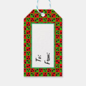 Rood Groen geruit Holly Berry Leaf Cadeaulabel (Voorkant)