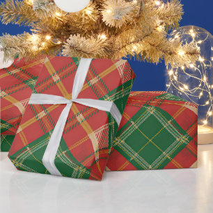 Rood groen geruit patroon cadeaupapier