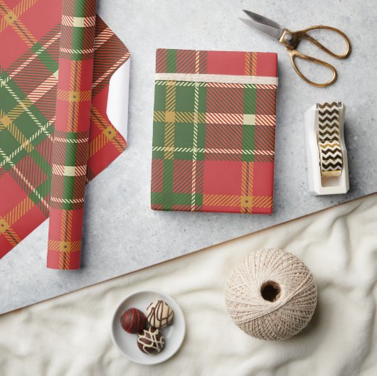 Rood groen geruit patroon cadeaupapier (Crafts)