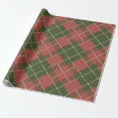 Rood groen geruit patroon inpakpapier (Uitgerold)