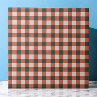 Rood & Groen Geruit Patroon Retro Minimalist Tegeltje