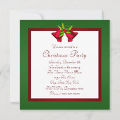 Rood groen geruit Rode bellen Hulst Kerstfeestje Kaart (Achterkant)