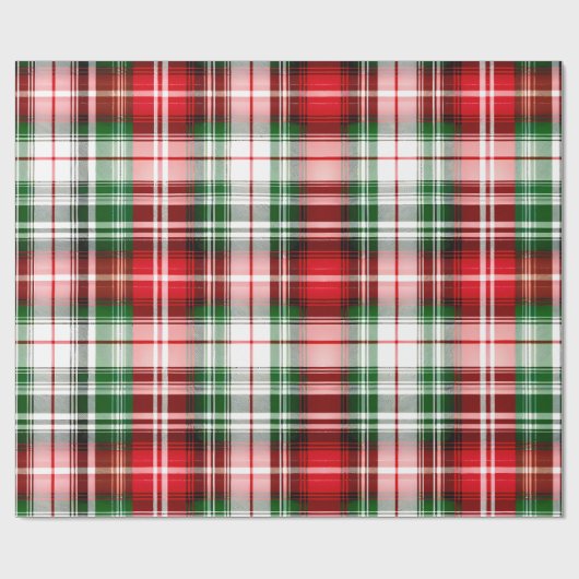  rood groen geruite boerderij lux kerst cadeaupapier (Vlak)