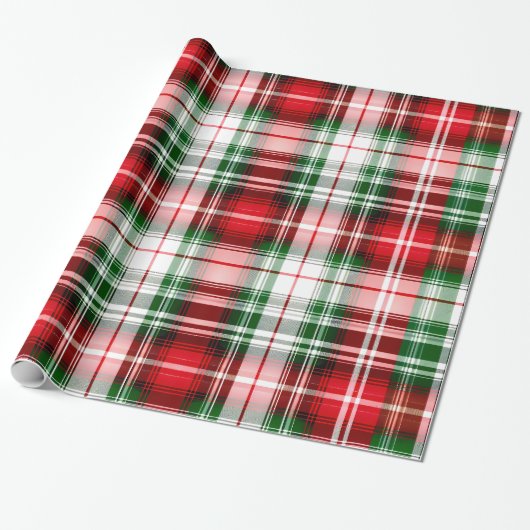  rood groen geruite boerderij lux kerst cadeaupapier (Uitgerold)