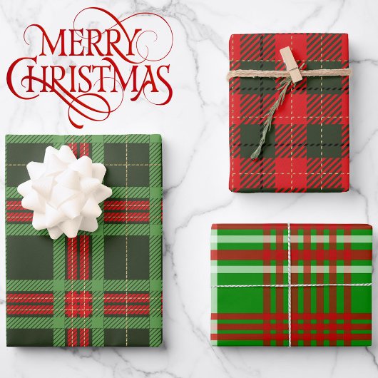 Rood & Groen geruite Tartan 3 Hoge Kwaliteit Leven Inpakpapier Vel