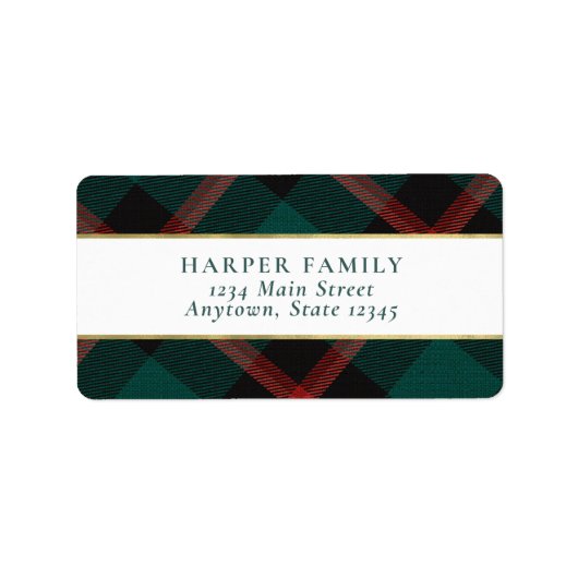 Rood Groen geruite traditie Etiket (Voorkant)