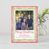 Rood & Groen Geschilderd Lijst Kerst Kaart, Vakant Feestdagenkaart (Staand voorkant)
