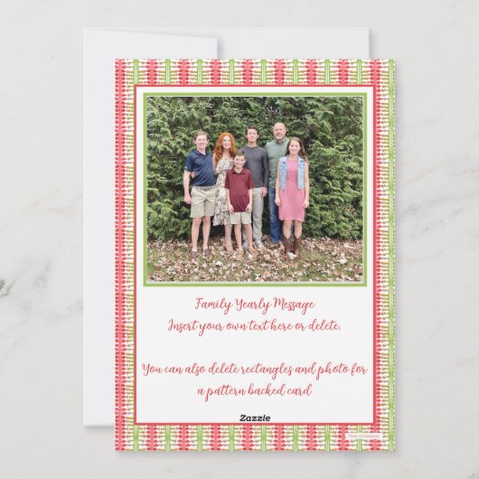 Rood & Groen Geschilderd Lijst Kerst Kaart, Vakant Feestdagenkaart (Achterkant)