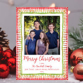 Rood & Groen Geschilderd Lijst Kerst Kaart, Vakant Feestdagenkaart