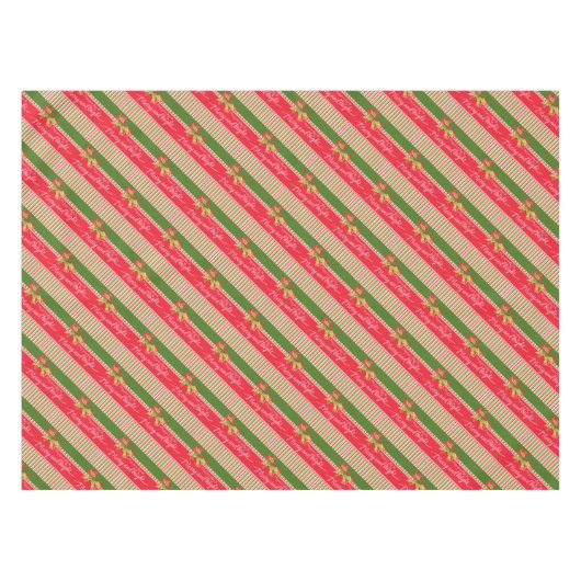 Rood groen gestreept holly vrolijk helder tafelkle tafelkleed (Voorkant (Horizontaal))