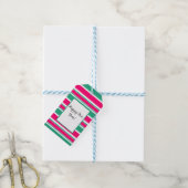 Rood - groen gestreept horizontaal patroon cadeaulabel (Met Touw)