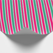 Rood - groen gestreept horizontaal patroon cadeaupapier (Hoek)