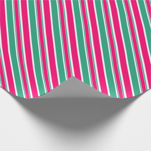 Rood - groen gestreept horizontaal patroon cadeaupapier (Hoek)