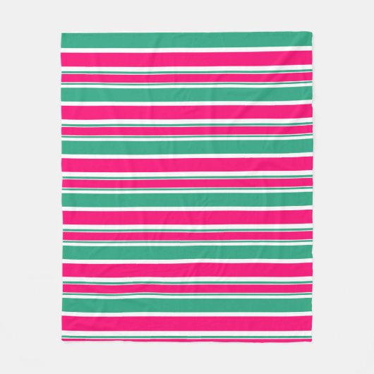 Rood - groen gestreept horizontaal patroon fleece deken (Voorkant)