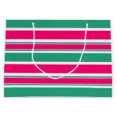 Rood - groen gestreept horizontaal patroon groot cadeauzakje (Voorkant)