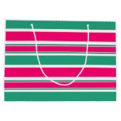 Rood - groen gestreept horizontaal patroon groot cadeauzakje (Achterkant)