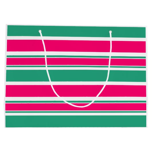 Rood - groen gestreept horizontaal patroon groot cadeauzakje (Achterkant)