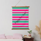 Rood - groen gestreept horizontaal patroon hangend wandkleed (Slaapkamer)