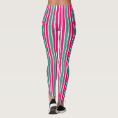 Rood - groen gestreept horizontaal patroon leggings (Achterkant)